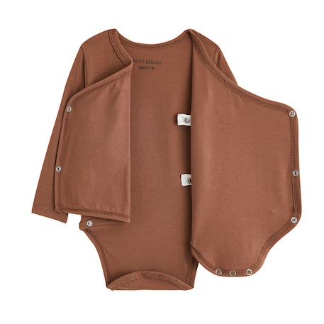 Lot de 3 bodies bébé manches longues ouverture croisée Marron 3 - vertbaudet enfant 