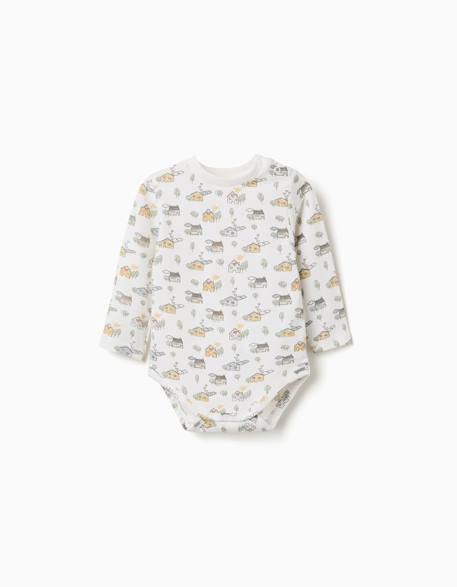 Body à manches longues avec motif maison et arbre Blanc 1 - vertbaudet enfant 