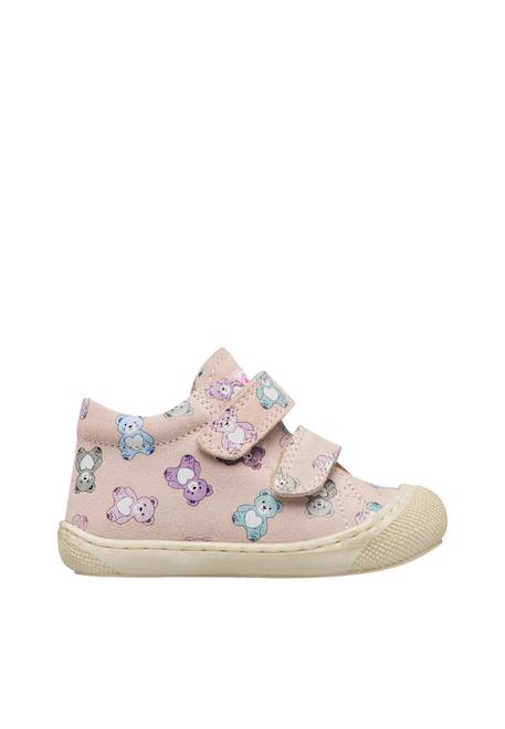 Chaussures premiers pas bébé fille en daim cocoon à scratch Rose poudré-céleste 1 - vertbaudet enfant 