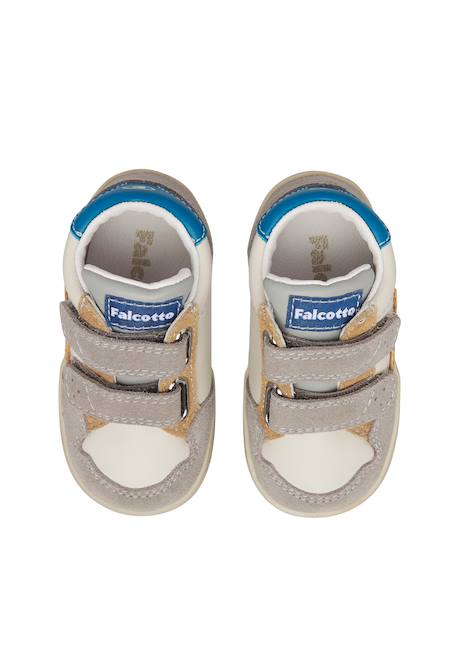 Baskets montantes garçon en cuir et daim alnoite high 2 à scratch Blanc-bleu+Gris-citrouille+Vert-bleu ciel 9 - vertbaudet enfant 