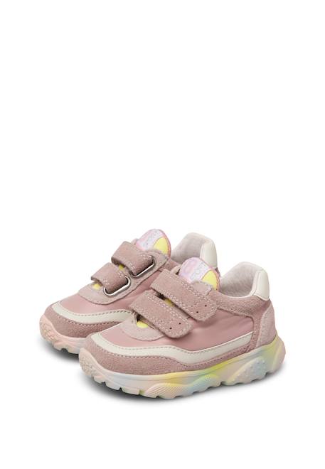 Baskets fille en cuir et tissu technique amantea 2 à scratch Rose-jaune 5 - vertbaudet enfant 