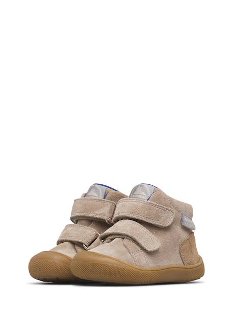 Bottines barefoot garçon en daim spinni à scratch, imperméables Gris tourterelle-marron clair+Marine-bleu 5 - vertbaudet enfant 