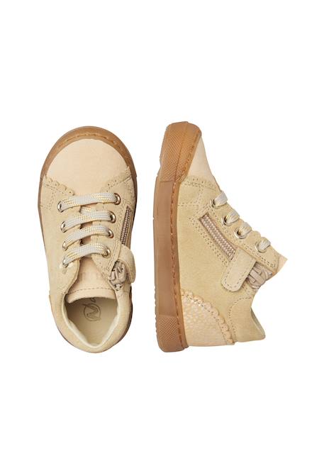 Baskets montantes fille en daim lioris high à zip Beige-platine 4 - vertbaudet enfant 