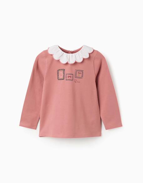 T-shirt en coton à manches longues avec imprimé artistique floral Rose 1 - vertbaudet enfant 