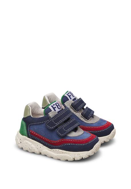 Baskets garçon en daim amantea 2 à scratch Bleu marine-rouge+Tourterelle-militaire 2 - vertbaudet enfant 