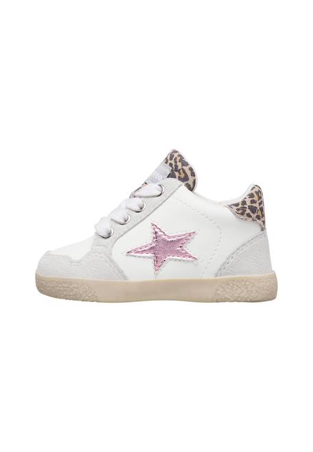 Baskets montantes bébé fille en cuir et daim alnoite high 2 Blanc-rose 3 - vertbaudet enfant 