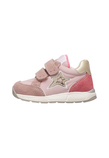 Baskets enfant en daim et tissu technique nuppi à scratch Kaki-orange+Rose-platine 8 - vertbaudet enfant 
