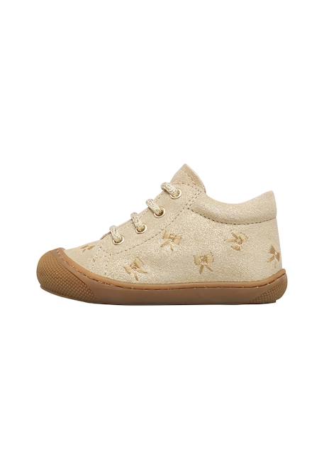 Chaussures premiers pas bébé fille en daim cocoon, broderies nœuds Platine-cognac 3 - vertbaudet enfant 