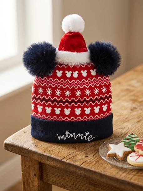 Bonnet minnie mouse enfant gamme noël en maille chaude extensible, taille unique Rose 1 - vertbaudet enfant 