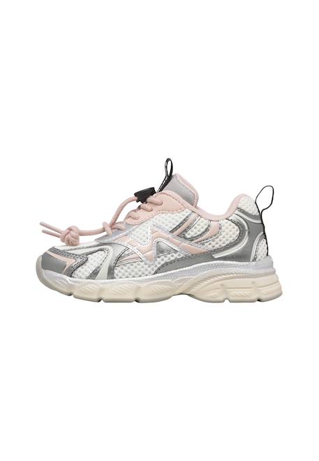Baskets bébé fille en tissu synthétique wave Argent-rose-blanc 3 - vertbaudet enfant 