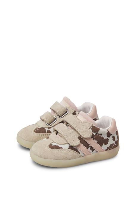 Baskets fille en cuir et daim vimby à scratch Beige-marron 5 - vertbaudet enfant 