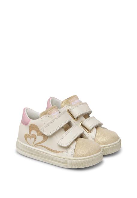 Baskets bébé fille en cuir et daim yelai à scratch Blanc-argenté+Blanc-platine 7 - vertbaudet enfant 