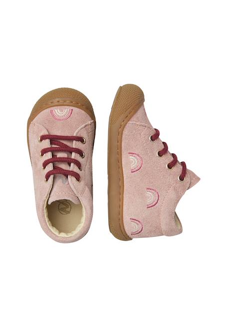 Chaussures premiers pas bébé fille en daim cocoon, broderies arc-en-ciel Rose-violet 4 - vertbaudet enfant 