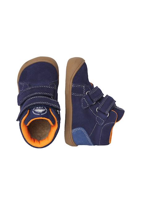 Bottines barefoot bébé garçon en daim spinni à scratch, imperméables Gris tourterelle-marron clair+Marine-bleu 9 - vertbaudet enfant 