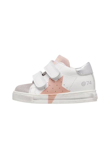 Baskets bébé fille en cuir et daim salazar 3 à scratch Blanc-argenté 3 - vertbaudet enfant 