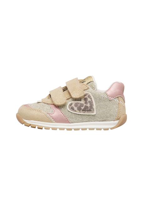 Baskets bébé fille en cuir et tissu quelly 4 à scratch, avec paillettes Rose poudré-platine 3 - vertbaudet enfant 