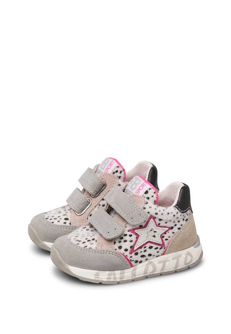Baskets bébé fille en cuir et daim nuppi à scratch Blanc-gris 5 - vertbaudet enfant 