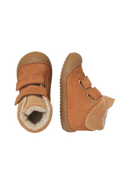 Bottines bébé en cuir et daim rabek à scratch Kaki-sable+Magnolia-violet+Marron-cognac 14 - vertbaudet enfant 