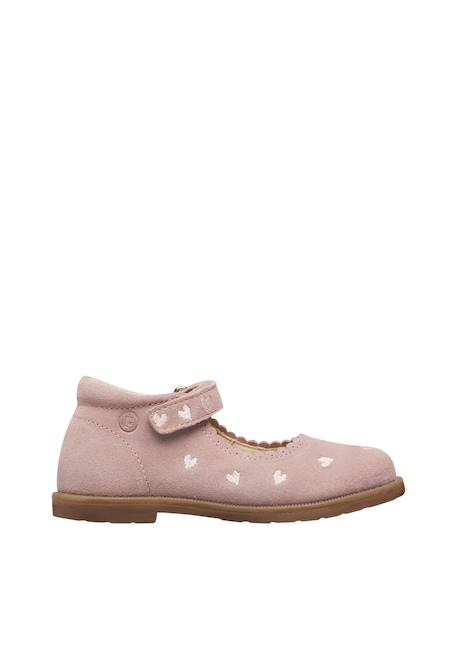 Ballerines bébé fille en daim plinpi 2, broderies cœurs Rose-marron 1 - vertbaudet enfant 