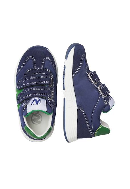 Baskets bébé garçon en cuir et tissu jesko 2 à scratch Bleu-vert-blanc 4 - vertbaudet enfant 