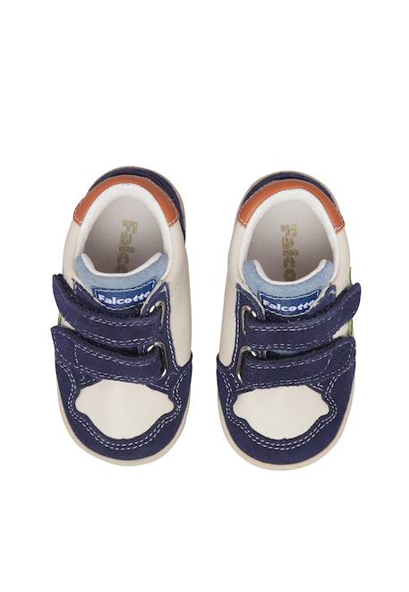 Baskets montantes garçon en cuir et daim alnoite high 2 à scratch Blanc-bleu+Gris-citrouille+Vert-bleu ciel 4 - vertbaudet enfant 