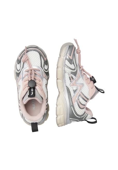 Baskets fille en tissu synthétique wave Argent-rose-blanc 4 - vertbaudet enfant 