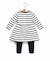 Ensemble robe + bas 100% coton bébé fille Fond naturel raye marine 2 - vertbaudet enfant 