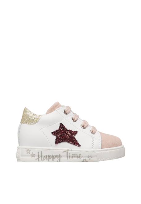 Baskets bébé en cuir et daim sasha Blanc-bleu clair+Blanc-rose 6 - vertbaudet enfant 