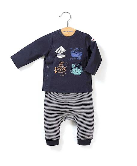 Ensemble pantalon + haut 100% coton bébé garçon Indigo 1 - vertbaudet enfant 