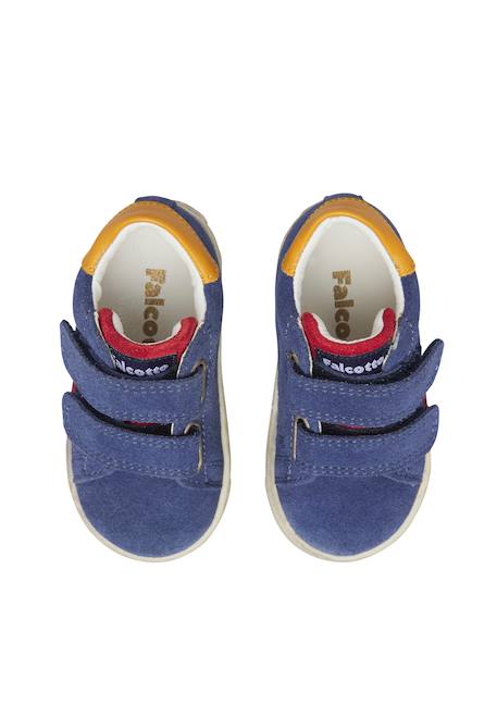 Baskets bébé garçon en cuir et daim salazar 3 à scratch Bleu-rouge 4 - vertbaudet enfant 