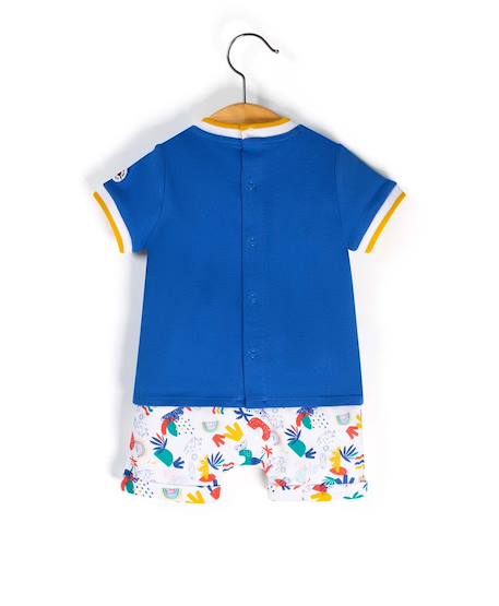 Ensemble short + haut 100% coton bébé garçon Bleu vif 2 - vertbaudet enfant 