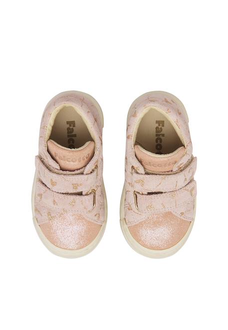 Baskets bébé fille en daim snopes à scratch Rose-platine 4 - vertbaudet enfant 