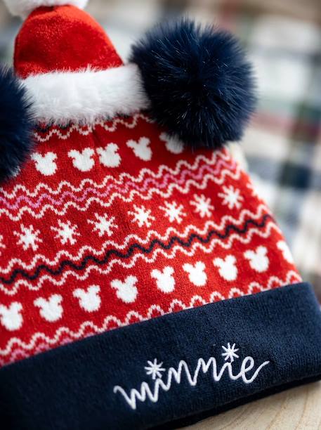 Bonnet minnie mouse enfant gamme noël en maille chaude extensible, taille unique Rose 4 - vertbaudet enfant 