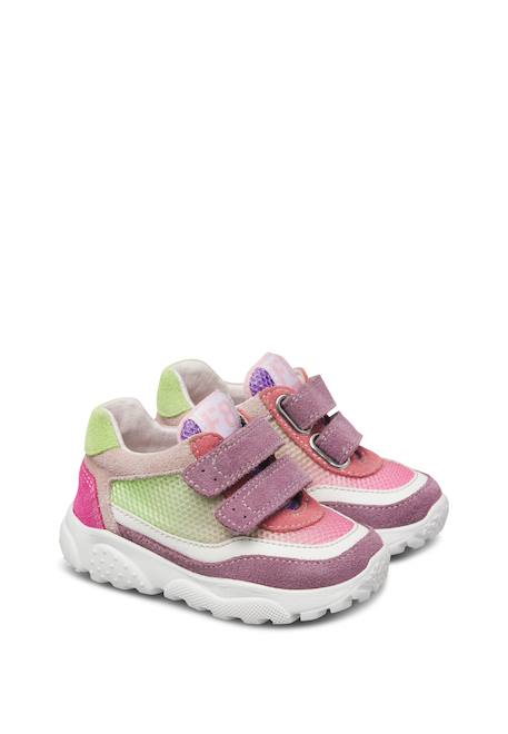 Baskets enfant en daim et tissu amantea 2 à scratch Bleu ciel-vert+Rose-vert 7 - vertbaudet enfant 