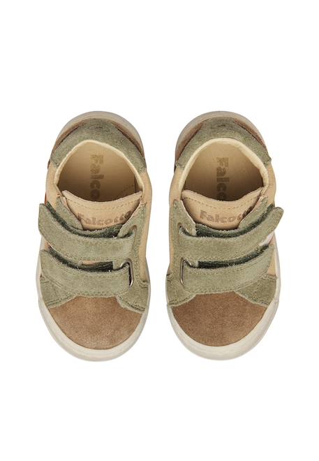 Baskets bébé garçon en daim simmis à scratch Marron-vert 4 - vertbaudet enfant 