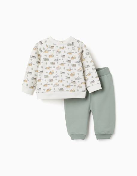 Ensemble en coton peigné avec motif maison et arbre Blanc 1 - vertbaudet enfant 