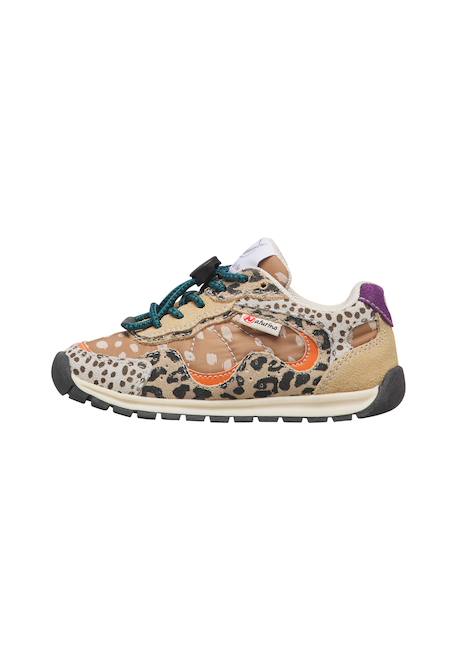 Baskets bébé fille en cuir et tissu mansk Blanc-brun-beige 3 - vertbaudet enfant 