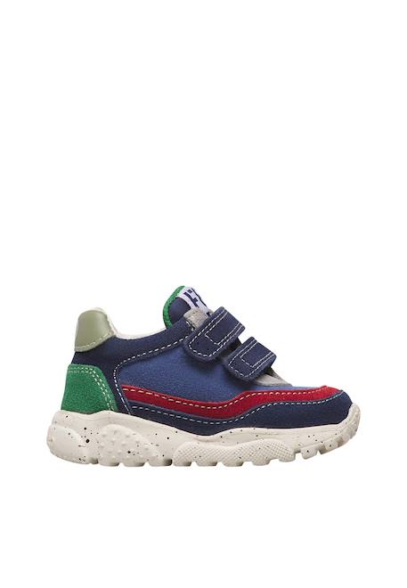 Baskets garçon en daim amantea 2 à scratch Bleu marine-rouge+Tourterelle-militaire 1 - vertbaudet enfant 