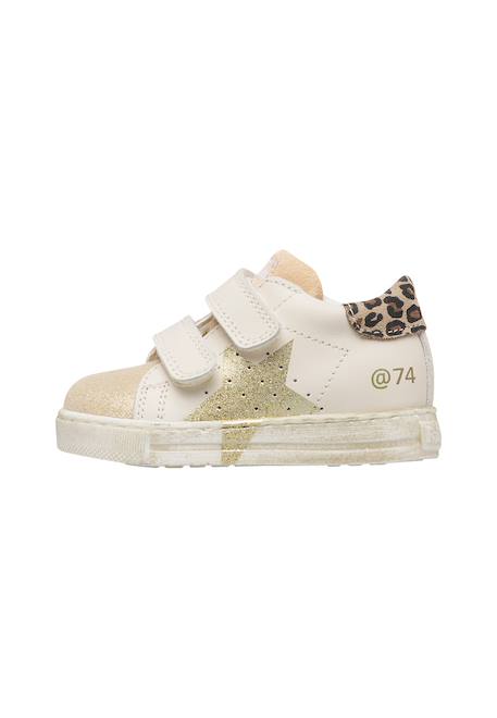Baskets bébé fille en cuir et daim salazar 3 à scratch Or-marron clair 3 - vertbaudet enfant 