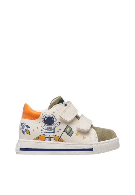 Baskets bébé garçon en cuir et daim jalip à scratch Blanc-gris+Blanc-vert 6 - vertbaudet enfant 
