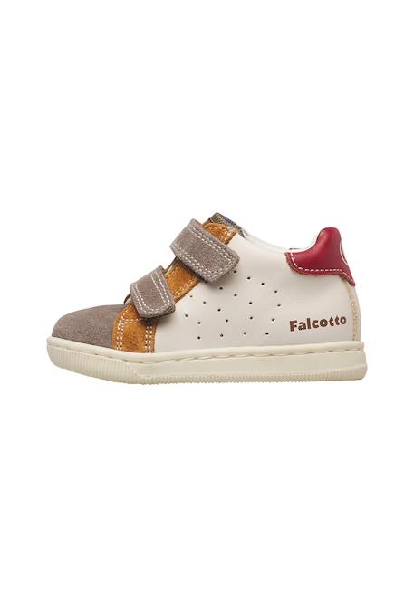 Baskets bébé en cuir et daim kiner à scratch Blanc crème-rose poudré+Blanc-bleu clair-vert+Gris-rouge 13 - vertbaudet enfant 