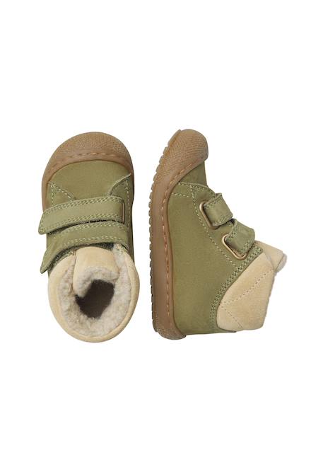 Bottines bébé en cuir et daim rabek à scratch Kaki-sable+Magnolia-violet+Marron-cognac 4 - vertbaudet enfant 
