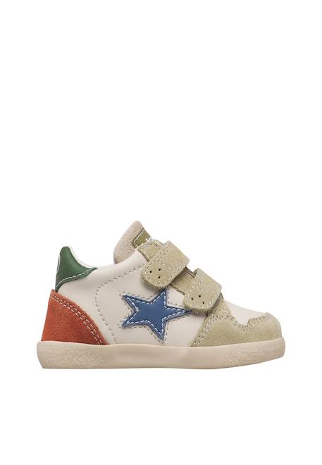Baskets montantes bébé garçon en cuir et daim alnoite high 2 à scratch Blanc-bleu+Gris-citrouille+Vert-bleu ciel 11 - vertbaudet enfant 