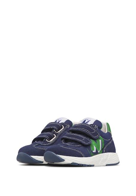 Baskets bébé garçon en cuir et tissu jesko 2 à scratch Bleu-vert-blanc 5 - vertbaudet enfant 
