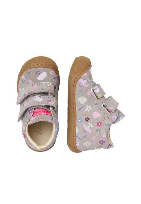Chaussures premiers pas bébé fille en daim cocoon à scratch Gris foncé-marron+Rose-marron 4 - vertbaudet enfant 