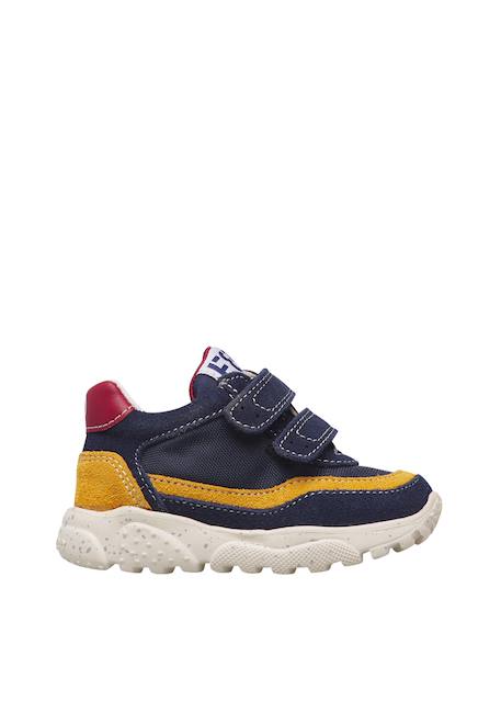Baskets bébé garçon en daim et tissu amantea 2 à scratch Marine-citrouille 1 - vertbaudet enfant 