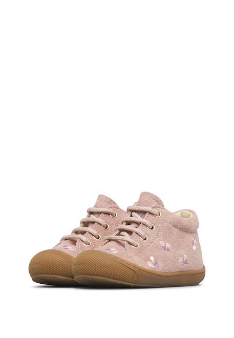 Chaussures premiers pas bébé fille en daim cocoon, broderies papillons Rose-marron 5 - vertbaudet enfant 