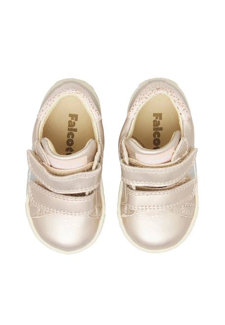 Baskets bébé fille en cuir salazar 3 à scratch Argent-rose 4 - vertbaudet enfant 