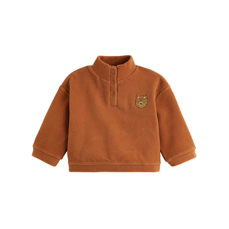 Sweat-shirt bébé en polaire moka Marron 2 - vertbaudet enfant 
