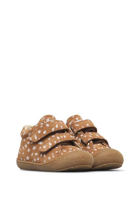 Chaussures premiers pas bébé fille en daim cocoon à scratch Noir-platine+Sable-platine 7 - vertbaudet enfant 